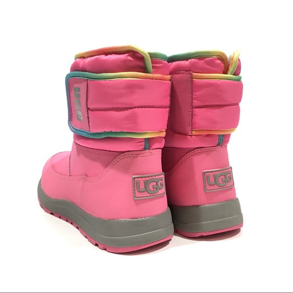 UGG Toty Weather Rainbow Waterproof Boots -Pink Leather -Big Kids US 4 -NEW - Picture 2 of 8